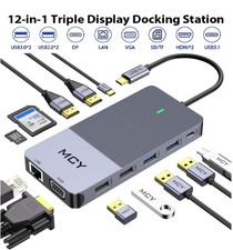 12-Port Docking Station USB-C Hub /4K-HDMI/USB 2.0/USB 3.0/USB 3.1/VGA/SD/TF NEW picture