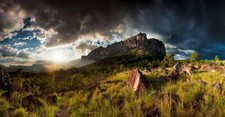Landscape nature mountains grass clouds sunset trees Custom Gaming Mat Desk picture