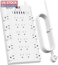 US Stock SUPERDANNY Power Strip Surge Protector 22 AC 6 USB 10Ft picture