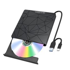 GODBPNYMU External DVD Drive USB 3.0 USB-C CD Burner CD/DVD Player 2 in 1 A picture