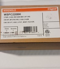 Legrand WSPC220BK 2PWR, 2 USB, HRZ HARD MNT, 6ft CRD, BLACK *BRAND NEW* picture