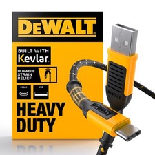 DeWalt 131 1348 DW2 Black/Yellow Braided USB-A to USB-C Cable 6 L ft. picture