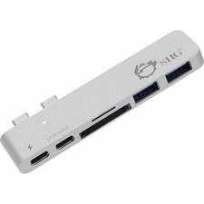SIIG Thunderbolt 3 USB-C Hub with Card Reader & PD Adapter - Silver picture