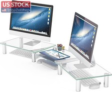 US Stock Hemudu Dual Monitor Riser Adjustable Desktop Organizer Clear picture