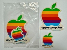 Vintage Original 1980s Apple Macintosh Computer Logo Rainbow Decal Stickers (5) picture