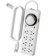  8 Outlet Surge Protector with Mechanical Timer (4 Outlets Timed, 4 Home picture