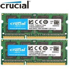 Crucial DDR3L 16GB 8GB 1600Mhz 2Rx8 PC3L-12800 1.35V SODIMM Memory Laptop 204pin picture