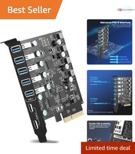 PCIe USB Expansion Card 7 Ports 10Gbps USB 3.2/3.1 Gen 2 Hub Controller Adapter picture
