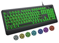 Large Print Keyboard - 7 Interchangeable Backlight Colors, Light Up US picture