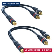 RCA Splitter 1 Female to 2 Male 2 Pack, RCA Y Splitter Audio Cable Split Adapter picture