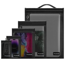 5 Pack Large Faraday Bags for Car Keys, Phone, Tablet, Laptop - RFID Blocker Bla picture