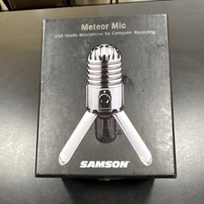 Samson Meteor Mic USB Studio Microphone, Silver, Mute Button, Headphone Jack picture
