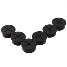 6 PCS Flexible Silicone Cable Cord Grommet, 1 Inch, Black picture
