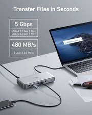 Anker 563 A8395 USB-C Docking Station 10-in-1 Dual HDMI DisplayPort Gray w/ Powe picture