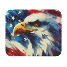 American Flag Patriotic Mouse Pad Square Watercolor Bird Art Anti-Slip picture