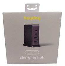 6-Port Charging Hub Vertical 2C + 4A - heyday™ Black Saffiano: USB Tower Charger picture