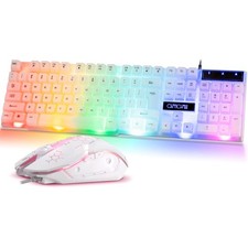 CHONCHOW RGB Gaming Keyboard and Mouse Combo,USB Wired Light Up White  picture