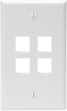 QTY 25 Leviton 42080-4WS QuickPort Wallplate with Id Window, Single Gang, 4-Port picture