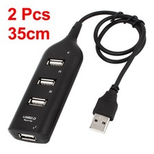 2Pcs Black 4 Ports High Speed USB 2.0 Hub Splitter Adapter Cable picture