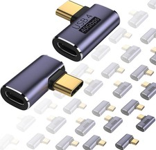 90 Degree Right Angle USB C Adapter 40Gbps 4.0 Male to Female - 12 Pack +2.0 picture