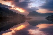 Landscape nature winter sunset mountains lake reflection Custom Gaming Mat Desk picture