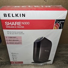 Belkin Share N300 300 Mbps 4-Port 10/100 Wireless N Router NIB picture
