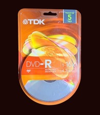 TDK DVD-R 5-Pack 4.7GB 16X Recordable Discs For Reliable Data Storage picture