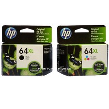 HP 64XL Black and Color Ink Cartridges New Genuine picture