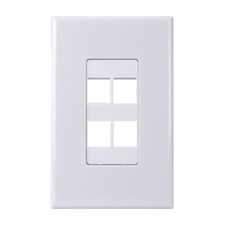 Construct Pro 4-Port Keystone Wall Plate with Screwless Face (White) picture