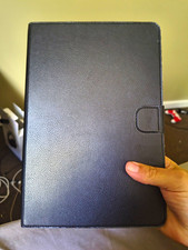Black Synthetic Leather Folding Folio Tablet Case Cover w/ Integrated Stand picture