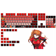 EVA02 Evangelion Asuka PBT Keycaps Set Dyesub for Cherry MX Mechanical Keyboards picture