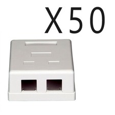50 pcs pack lot - 2-Port Dual Keystone Jack Surface Mount Housing Box - White picture