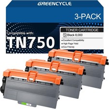 TN750 High Yield 2 Pack Compatible Black Toner Cartridge Replacement for Brother picture