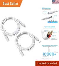 2-Pack 3ft Weatherproof DC Extension Cable - Pure Copper, Ideal for CCTV & LEDs picture