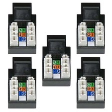 5x Keystone Jack Cat3 Black Telephone/Phone Line 110 Punchdown 8P8C RJ11/12 picture