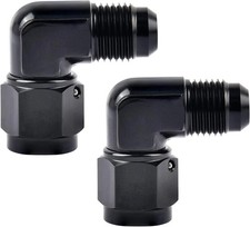 6AN Female To 6AN Male Flare 90 Degree Swivel Fitting Adapter Aluminum Black... picture