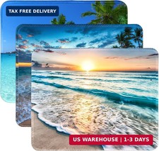 3 Pack Small Mouse pad Beach Square Mouse Mat for Wireless Mouse Office Computer picture