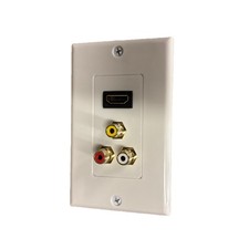 HDMI Wall Plate with RWY RCA Jack Component and 6” pigtail - White picture