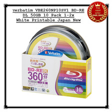 Verbatim VBE260NP10SV1 BD-RE DL 50GB 10 Pack 1-2x White Printable Japan New picture
