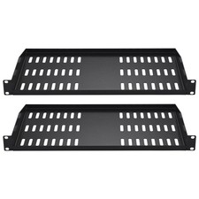 2PCS 1U Perforated Rack Shelf 10in Depth 50lb Load Steel Build picture