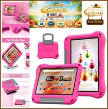 Tablet Case for Kids 10.1 Inch Shockproof EVA Foam Handle Kickstand Pink Fire picture