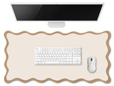 Large Scalloped Desk Mat Pad, Beige, 23.6 x 13.8 Inches picture