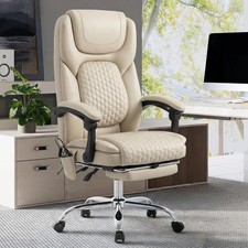 Executive Computer Chair 300 lb Capacity Massage Beige Big Tall MALOL Office picture
