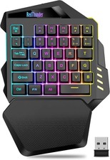 Wireless One-Handed Gaming Keyboard, 2.4Ghz RGB Backlit Mini Gaming Keypad, Rec picture