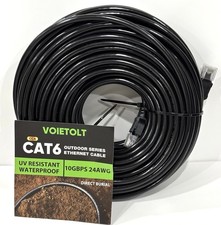 VOIETOLT Cat6 Outdoor Ethernet Cable 100FT 10Gbps 24AWG Direct Burial Black picture