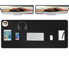 Leather Desk Pad Protector NonSlip Mouse Mat Waterproof XXXL Black 47x24