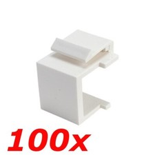 100 Pack - Keystone Blank Insert Modular Snap-In Wall Plate Cover Filler White picture