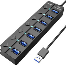 USB 3.0 Hub with 7*USB 3.0 Ports, 5Gbps High-Speed USB Extender with Individual picture