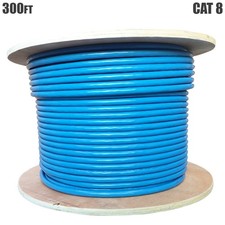 300FT CAT8 40Gbps Network LAN Ethernet S/FTP Cable Solid Wire Bulk 23AWG Blue picture
