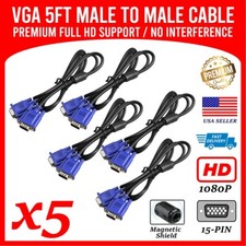 5 Pack - Brand New VGA cable High Definition  5Ft 1080p HD Monitor Laptop DVD picture